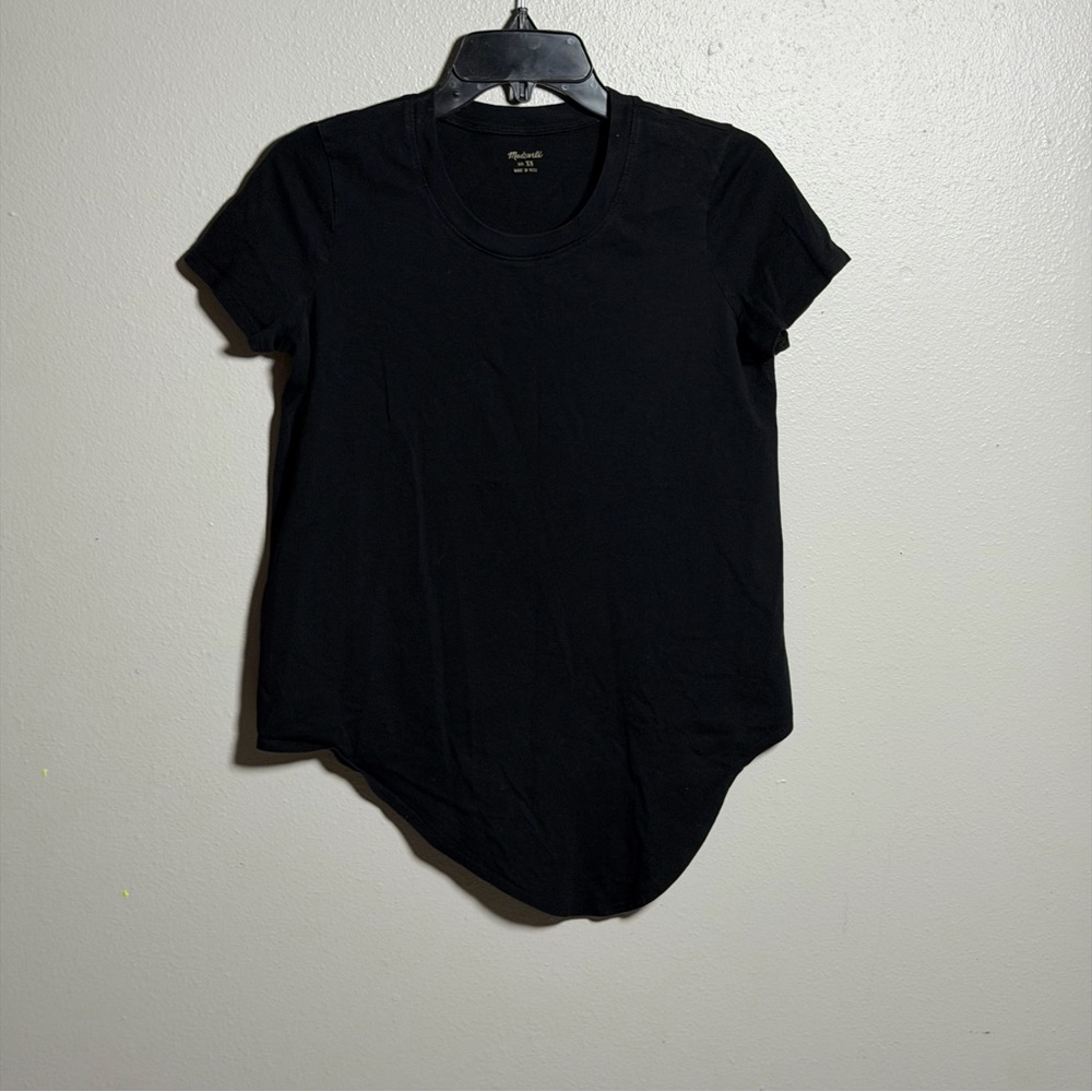 Madewell Women‎ Minimalist Black Short Sleeve Tee asymmetrical Hem t-shirt XS